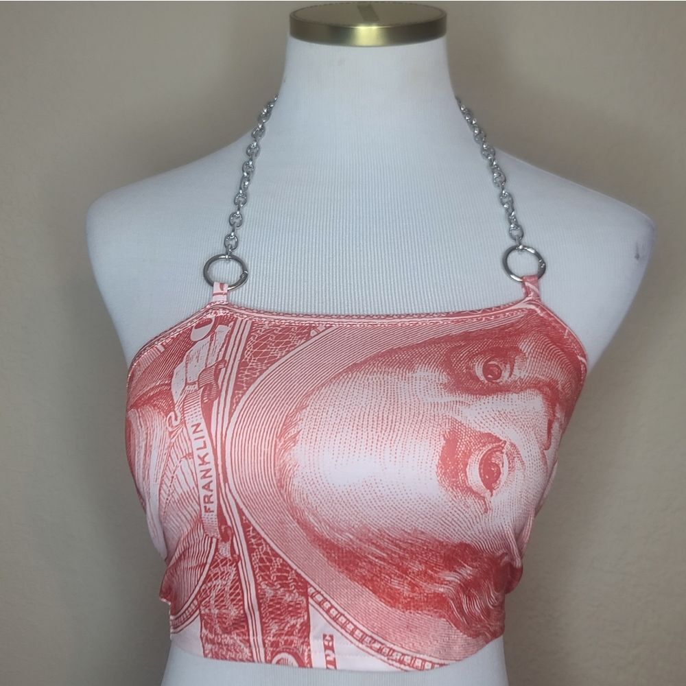 NWOT Money Silver Chain Halter